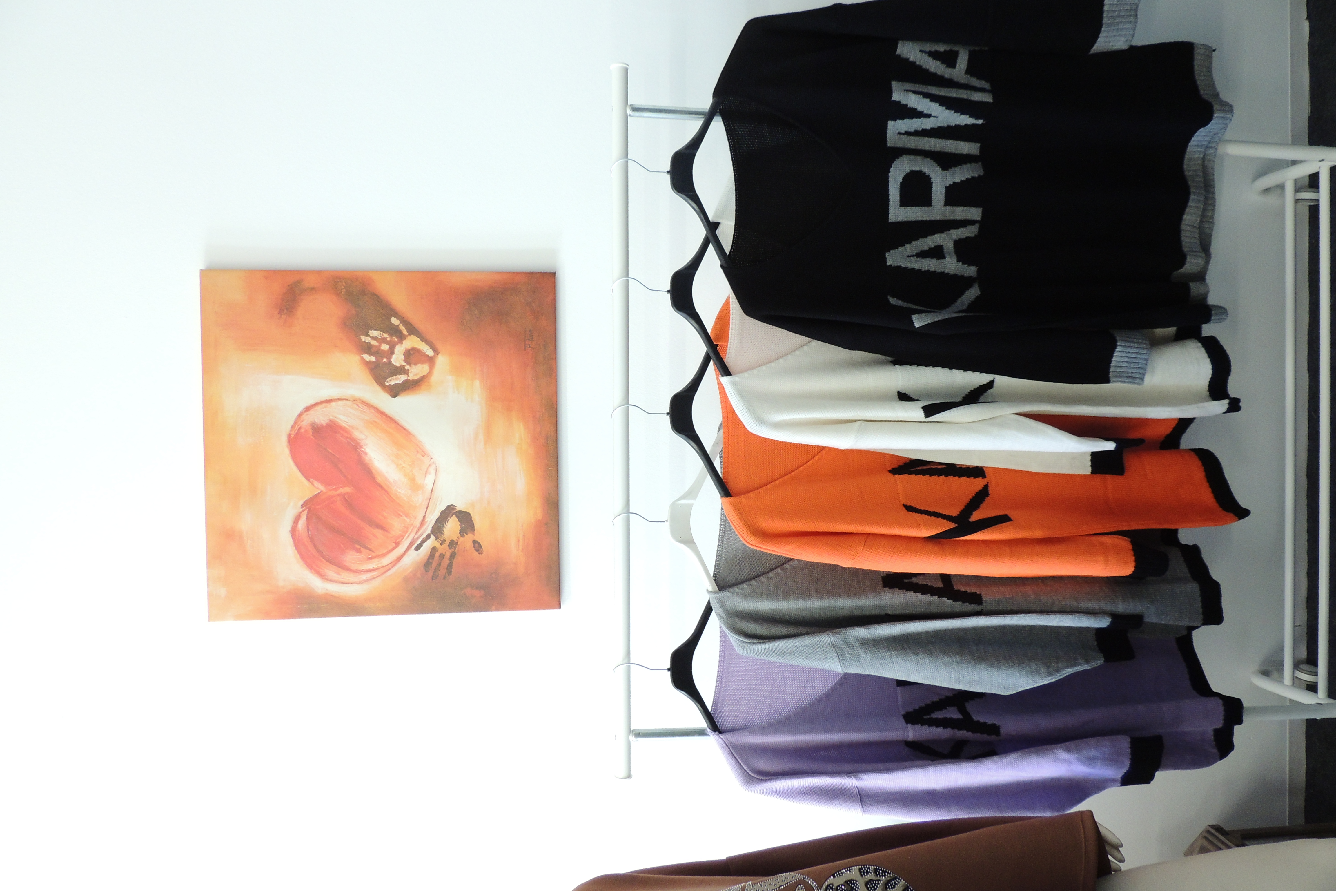 Pullover Hängerchen Shirt Tunika Strick Spruch Karma Made Italy 44,46,48