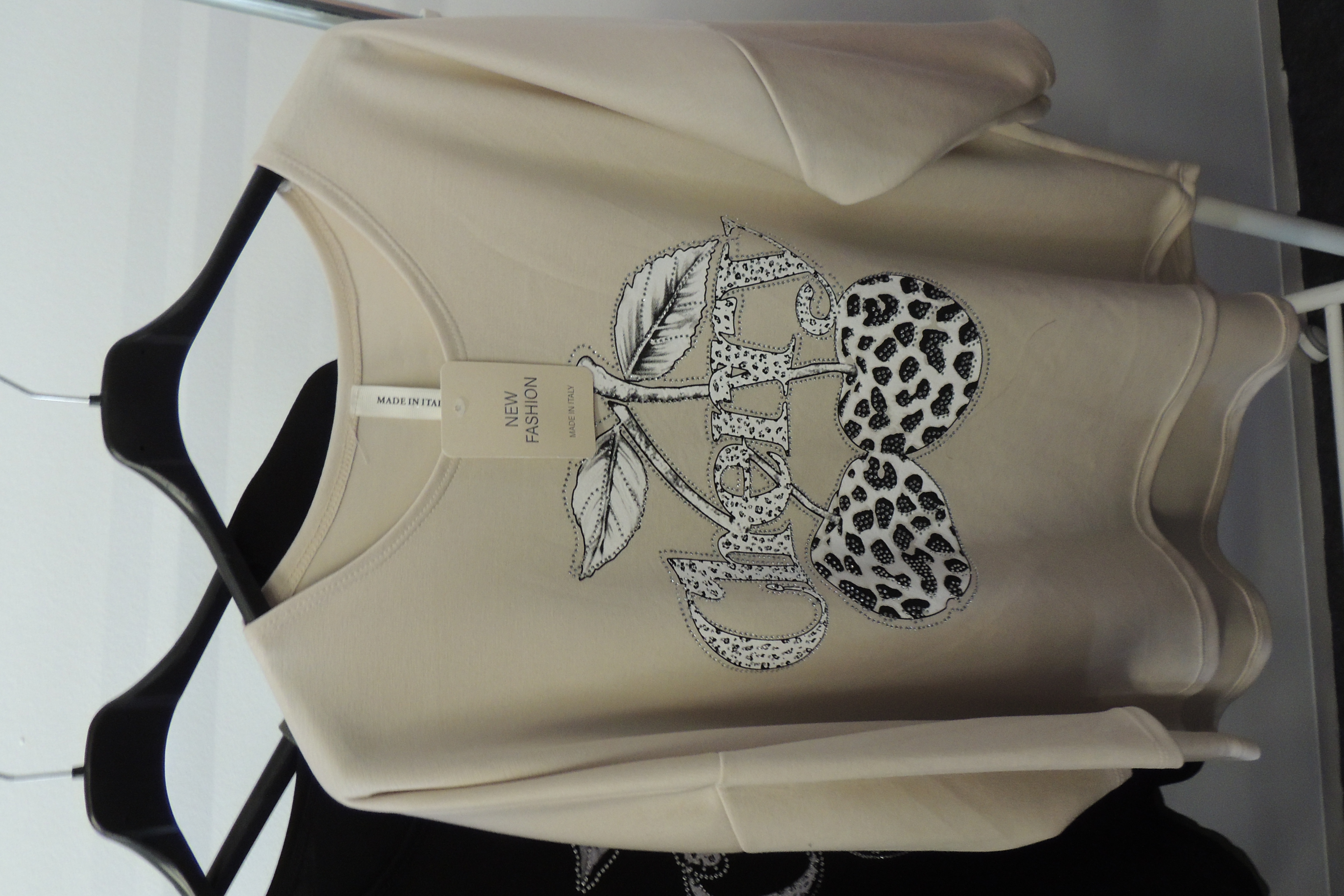 Shirt Hängerchen Cherry Glitzer Butterstoff Softtouch Made Italy 44,46,48