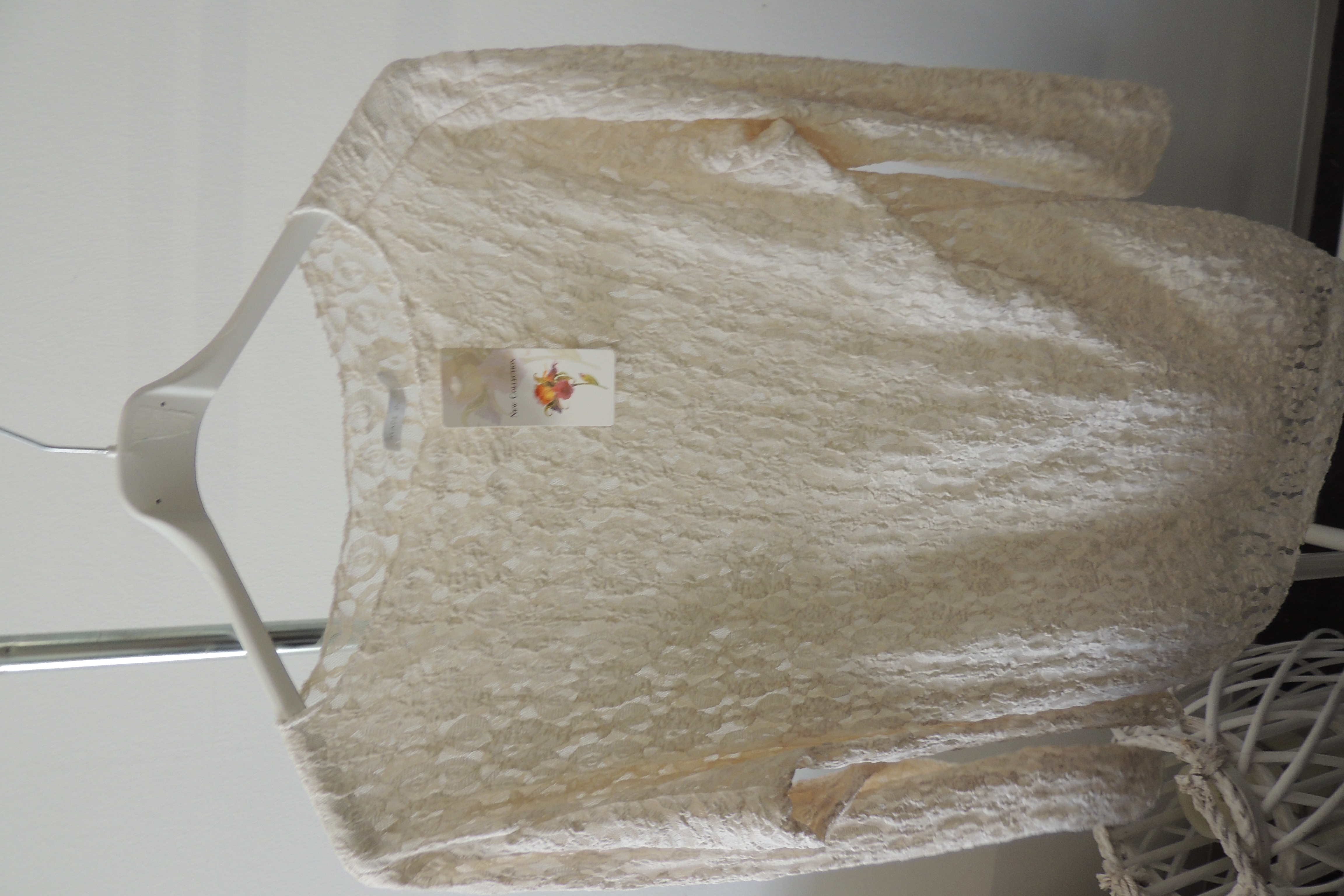 Shirt Tunika Hängerchen Uni Spitze Netz Asymetrisch Made in Italy 44,46, kl 48
