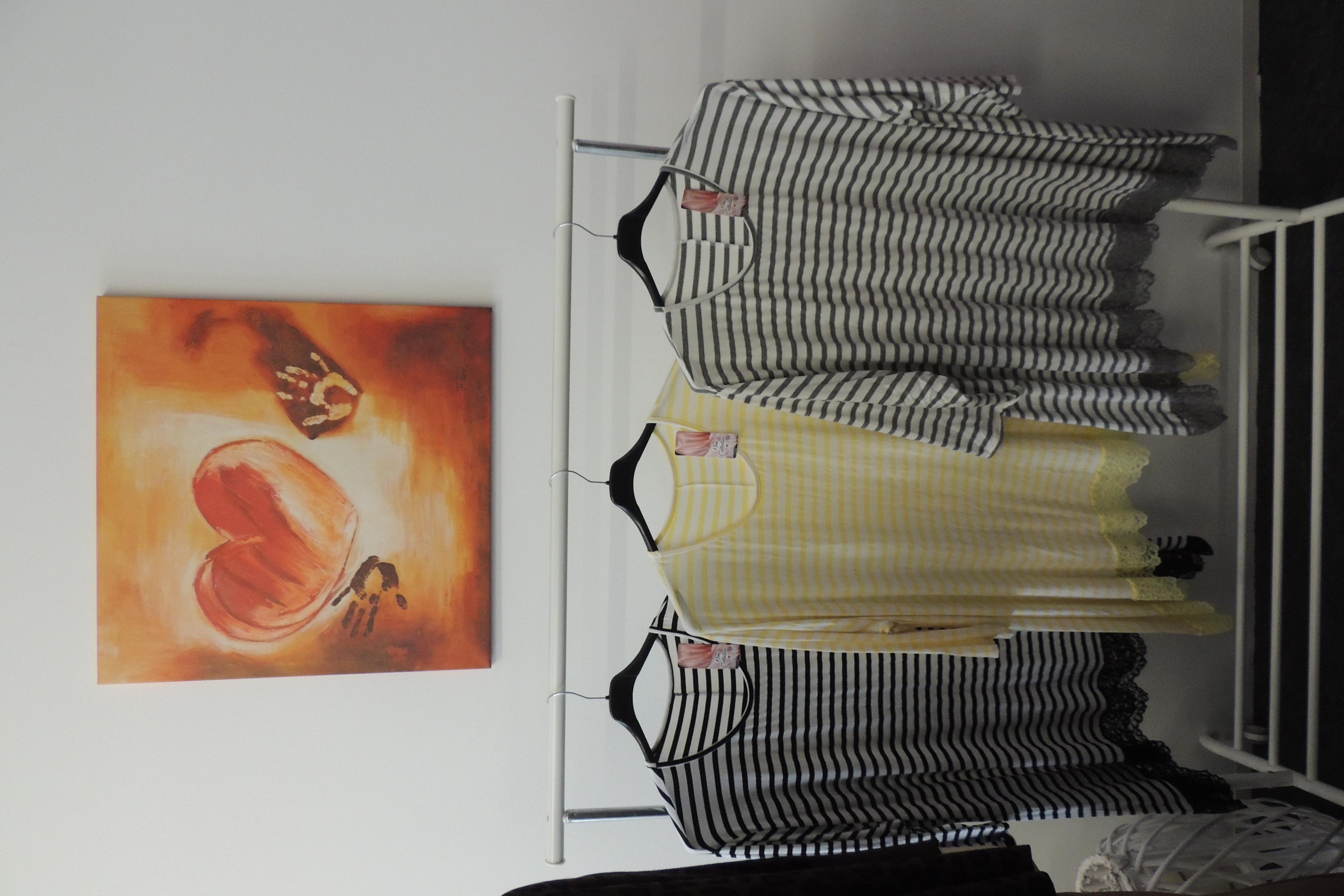 T-Shirt Tunika Hängerchen Gestreift Spitze Made Italy 46,48,50