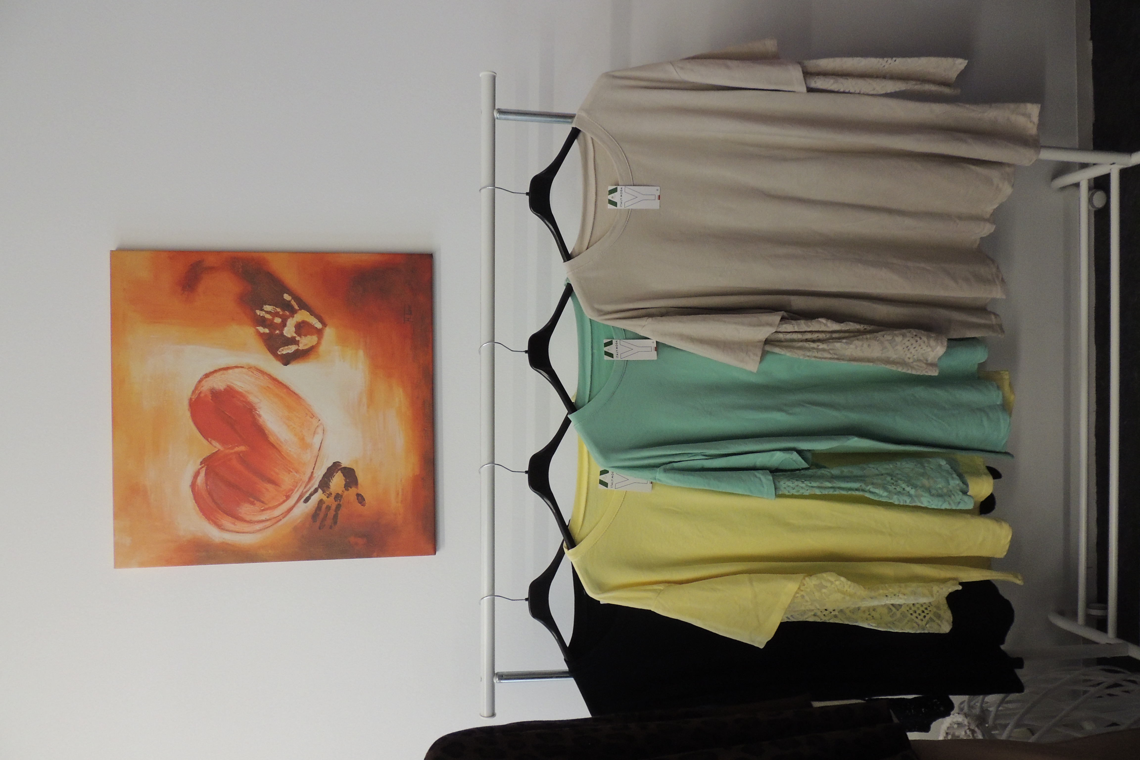 Shirt Tunika Hängerchen Uni Spitze Netz Made Italy 46,48 kl 50