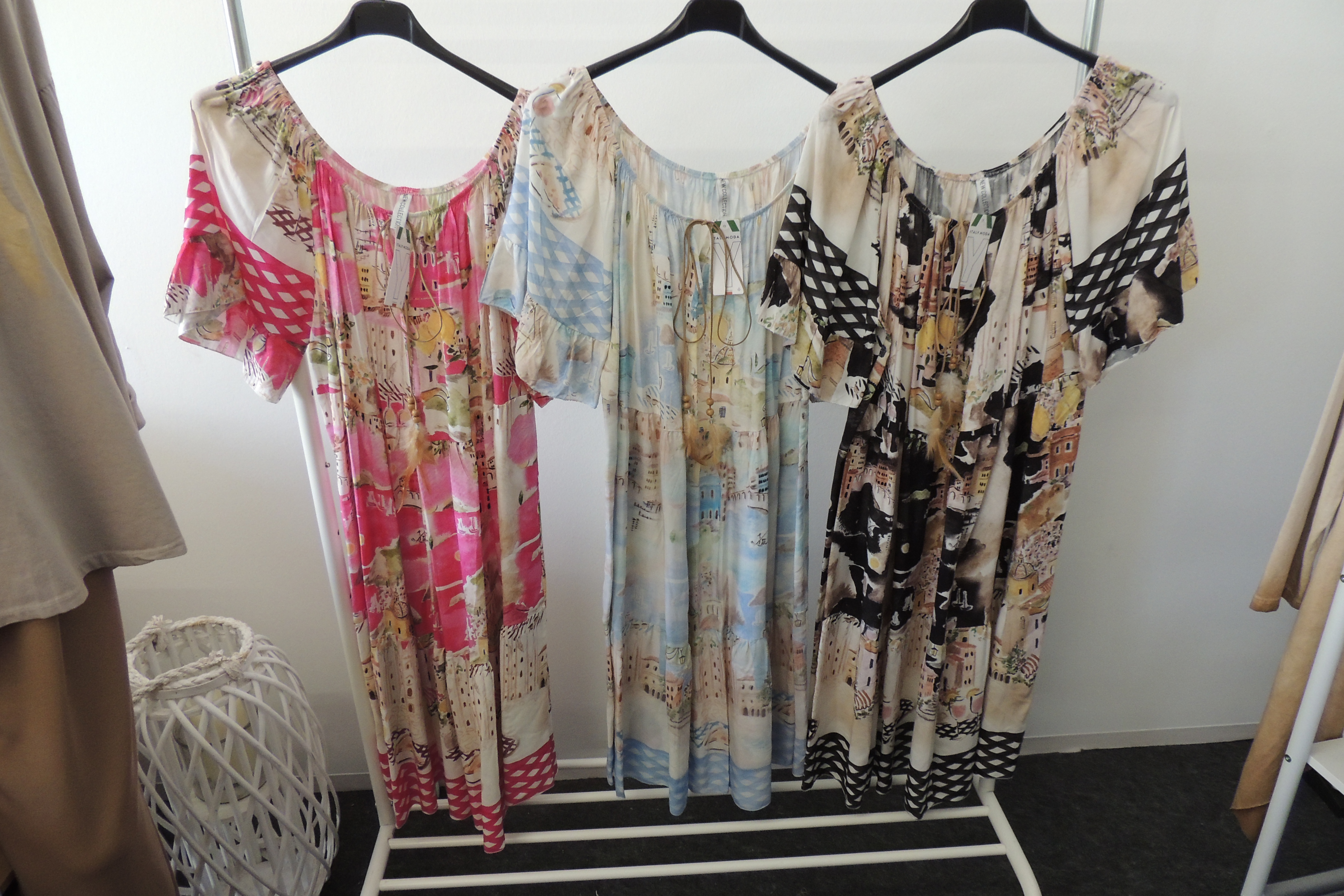 Kleid Sommerkleid Hängerchen Shirt Tunika Muster Carmen Made Italy46,48,50