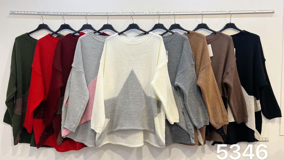 Pullover Hängerchen Tunika Strick Häkel Stern Glitzer Made Italy 44,46,48