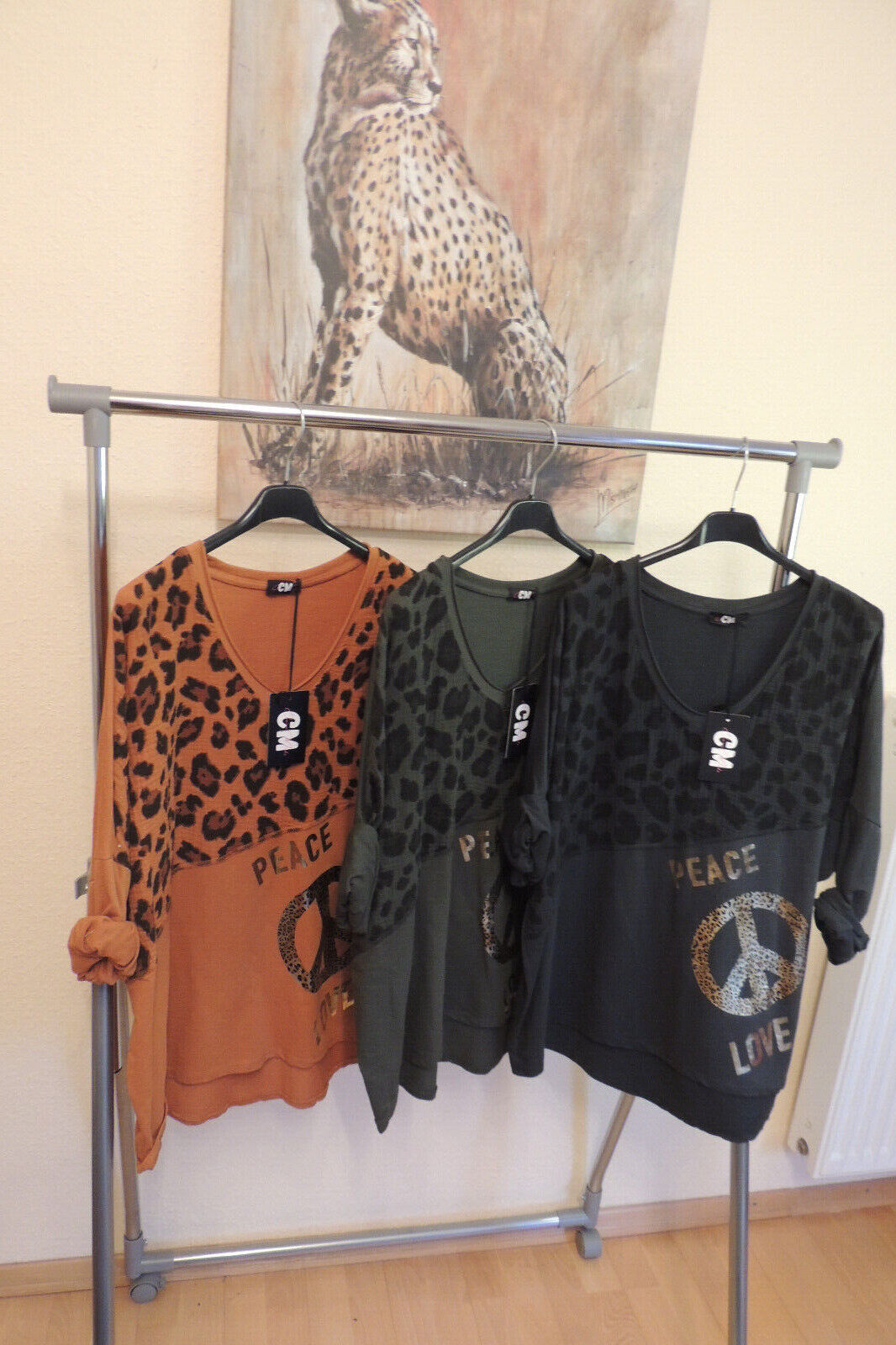 Hängerchen Tunika Pullover Love Peace Leo Made Italy 44,46