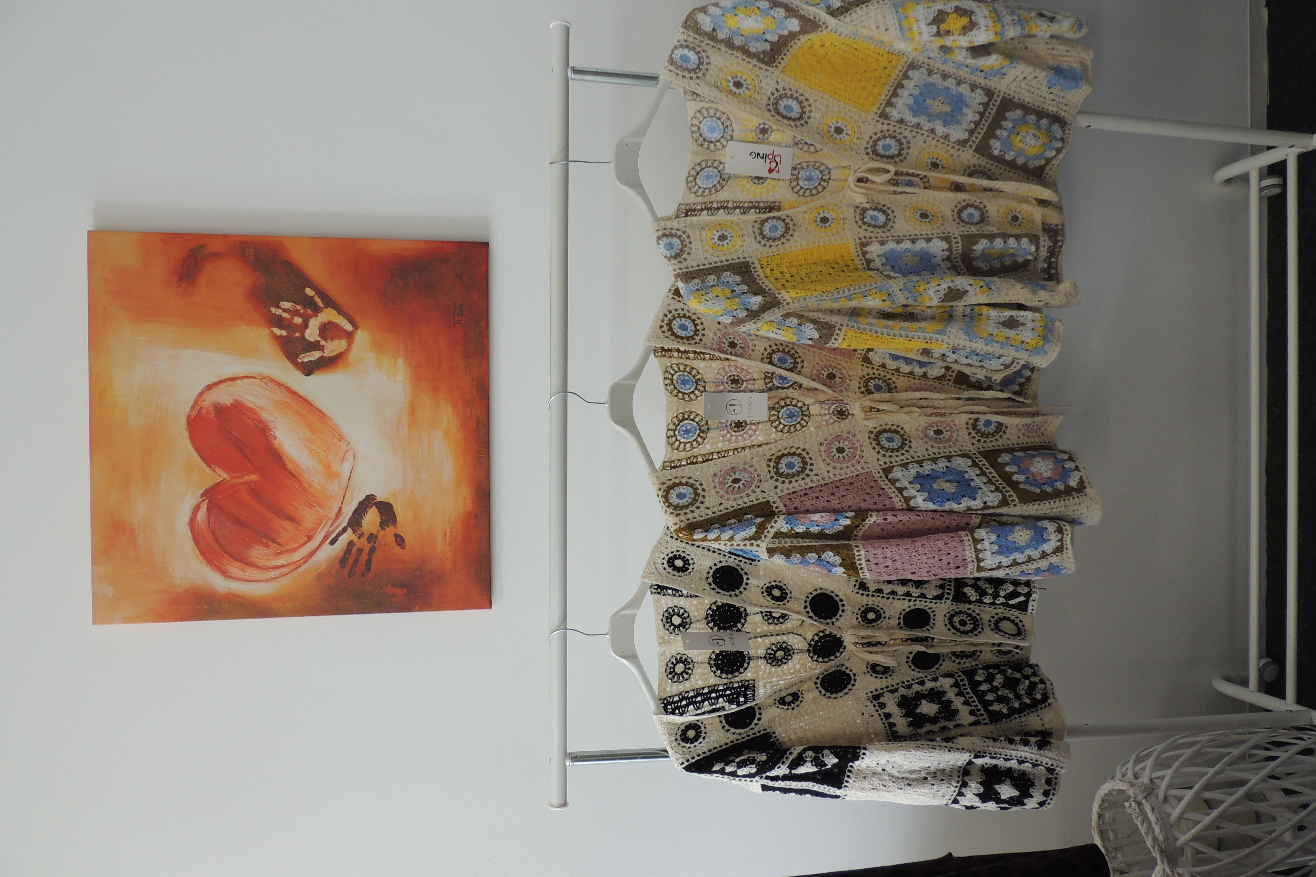 Jacke Shirt Hängerchen Tunika Strick Häkel Boho Made in Italy Gr 44,46,48