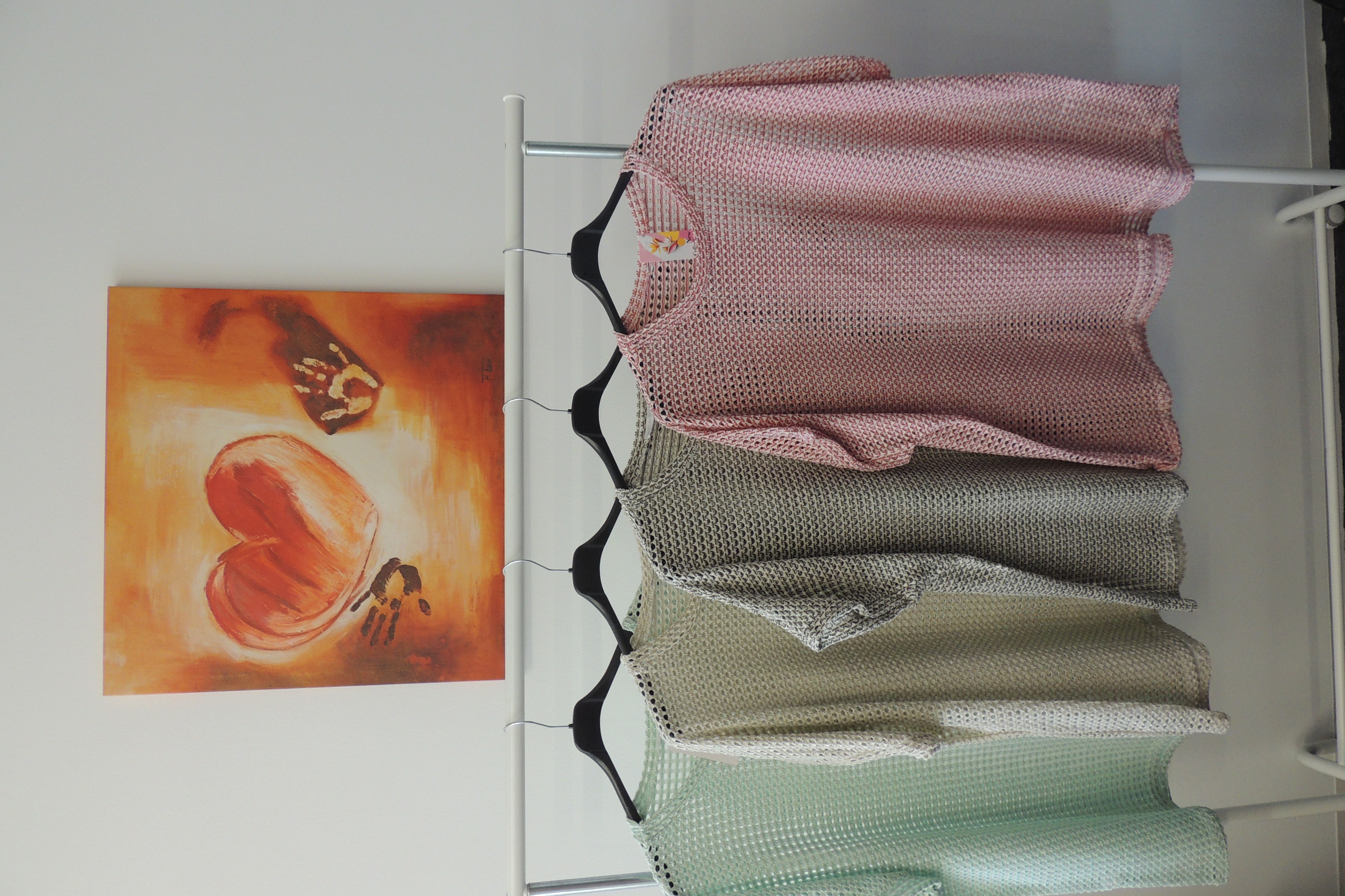 Shirt Tunika Hängerchen Pullover Lochi Cut Strick Häkel Made Italy 46,48,50