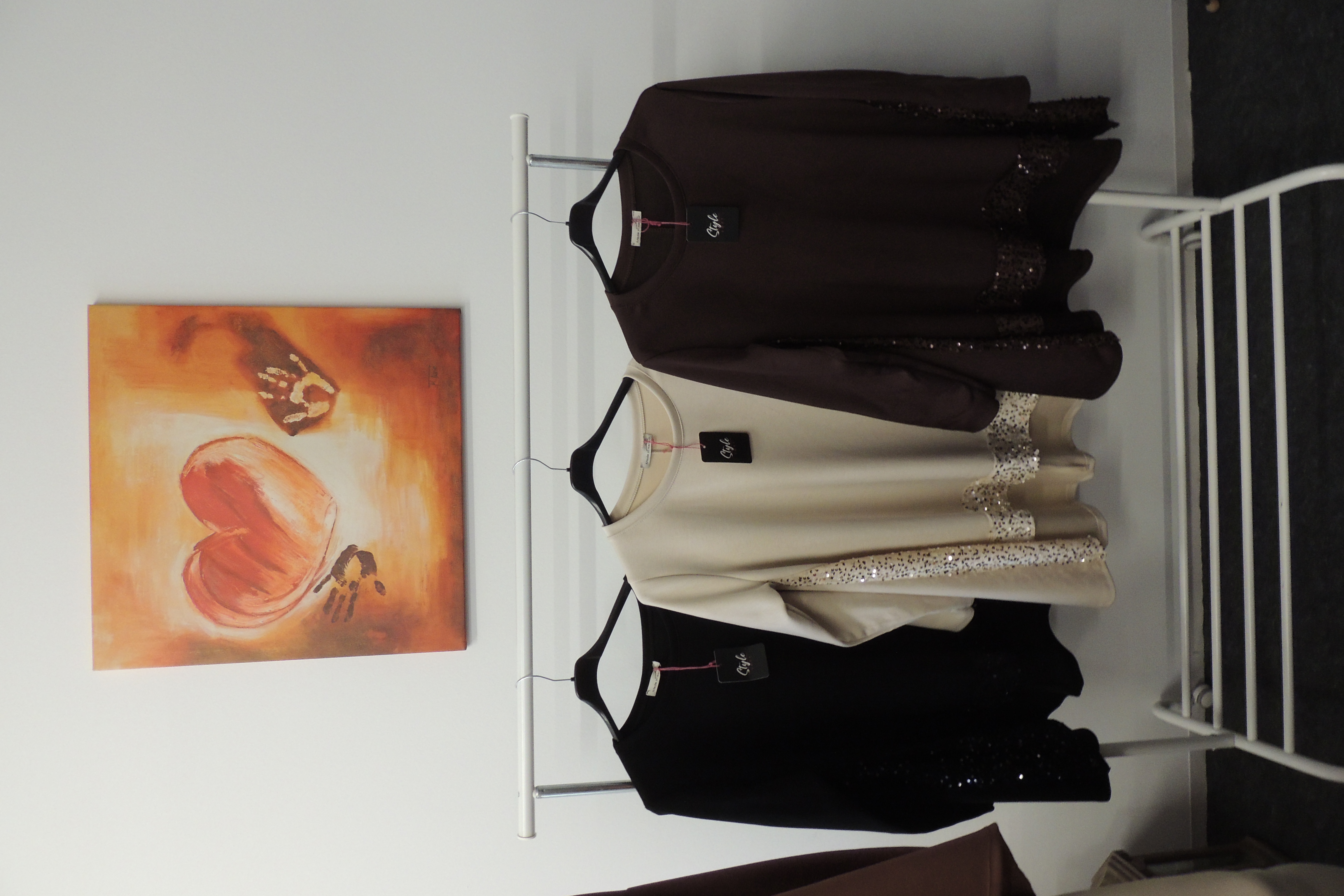 Shirt Tunika Hängerchen Butterstoff Softtouch Paillette Made Italy 42,44,46