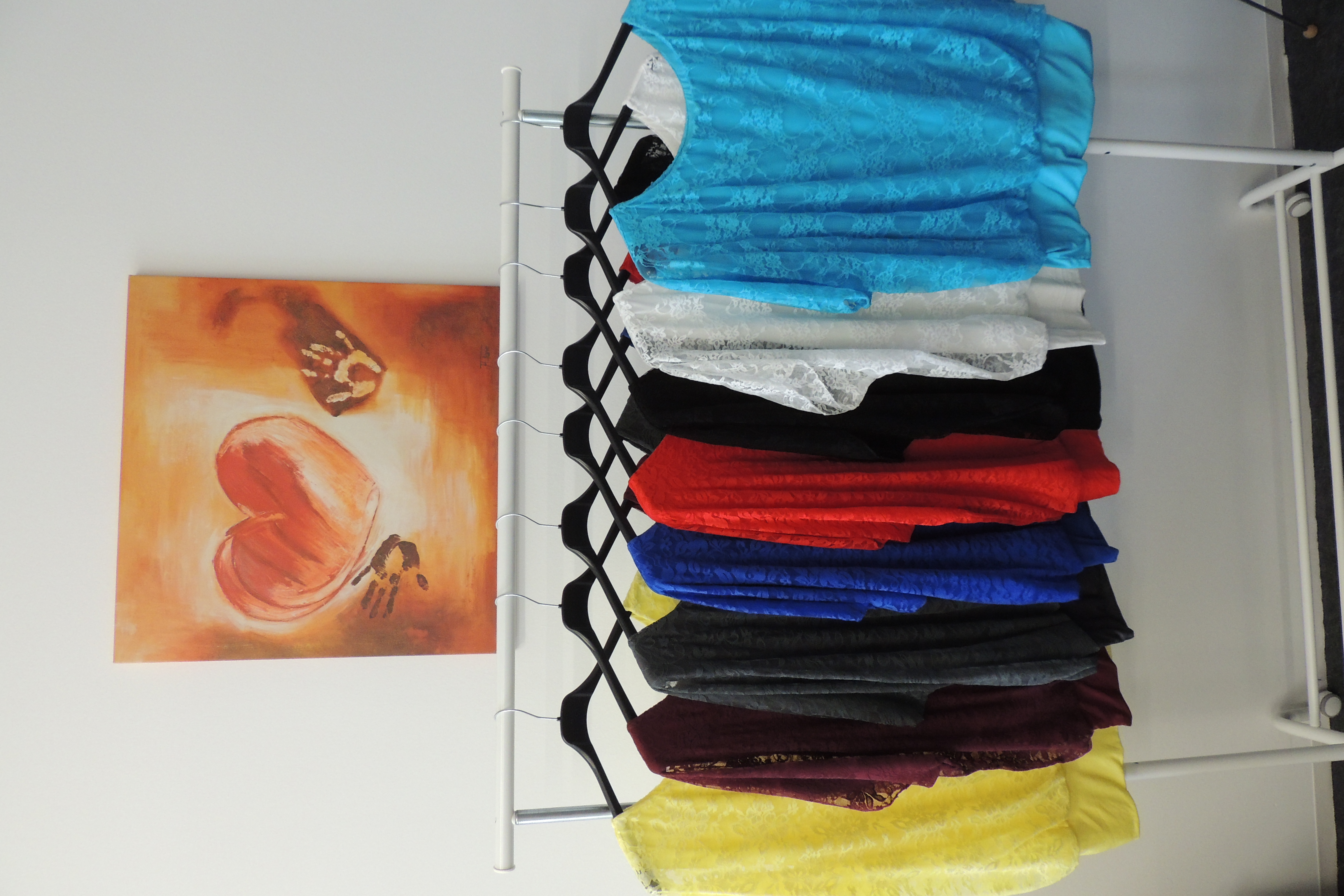 T-Shirt Bluse Flatterbluse Spitze Hängerchen Made in Italy Leo 44,46 