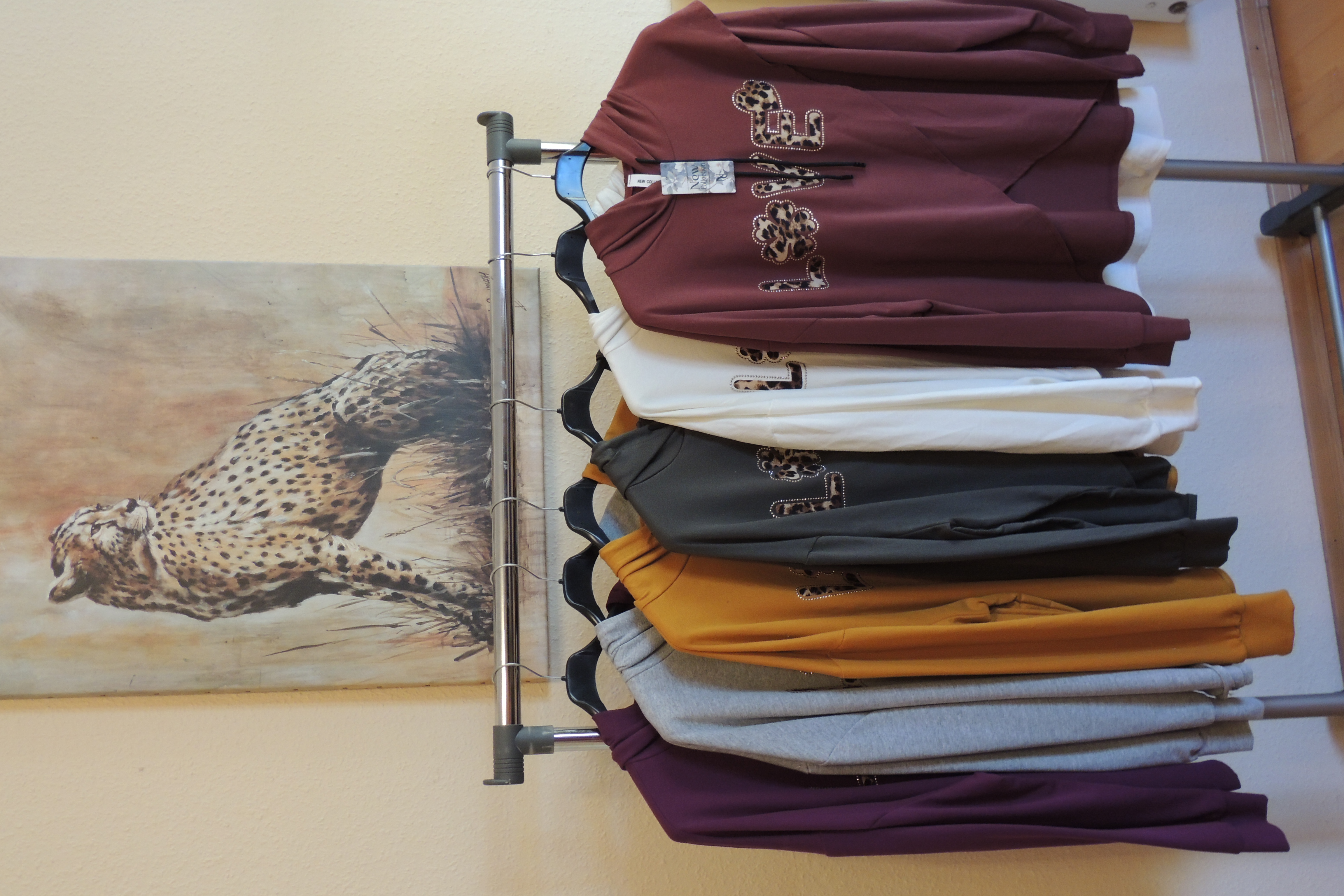 Hoodie Shirt Hängerchen Lagenlook Leo Love Glitzer Made Italy 44,46,kl 48