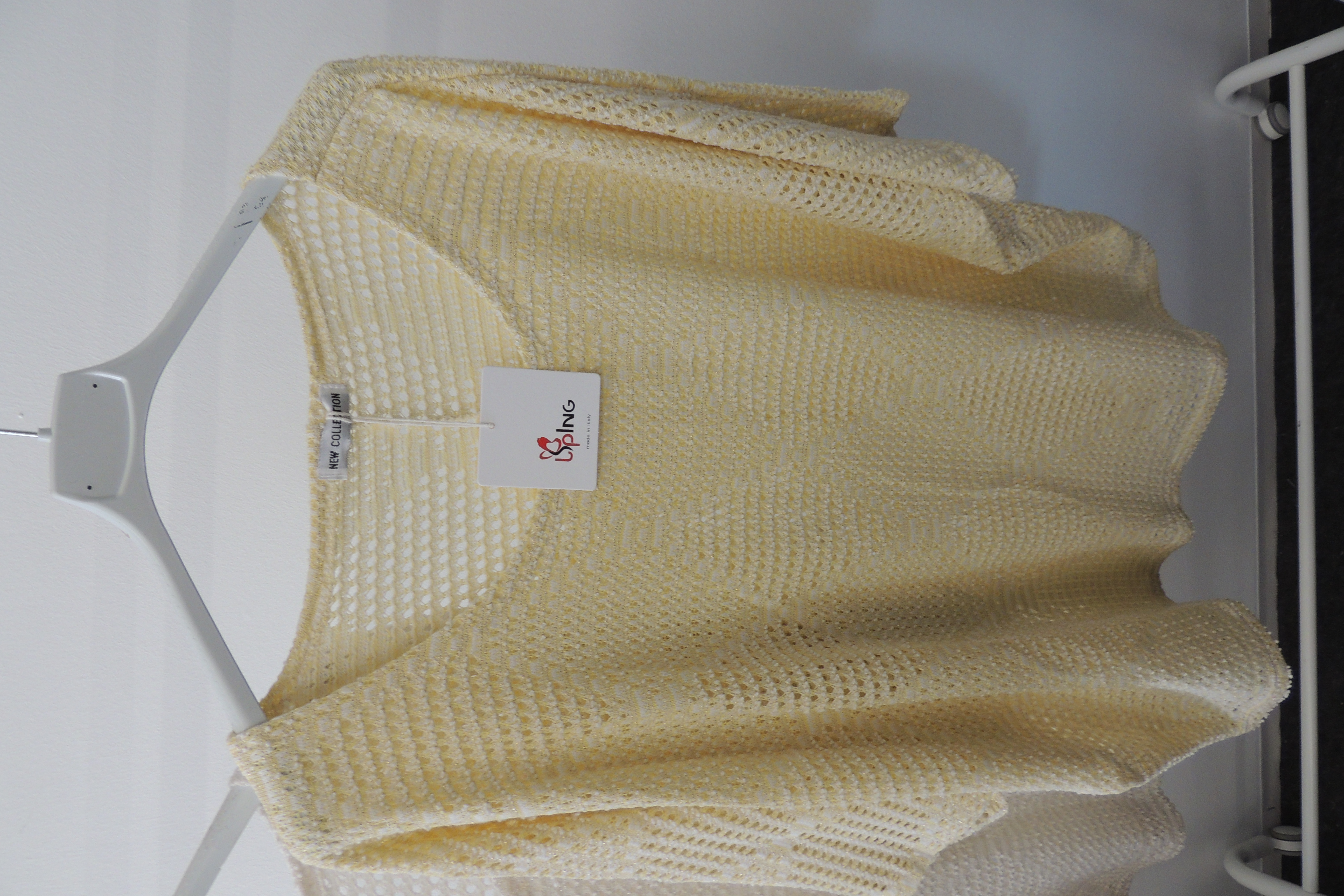 Pullover Hängerchen Überwurf Strick Häkel Karooptik Lurex Made in Italy 44,46,48