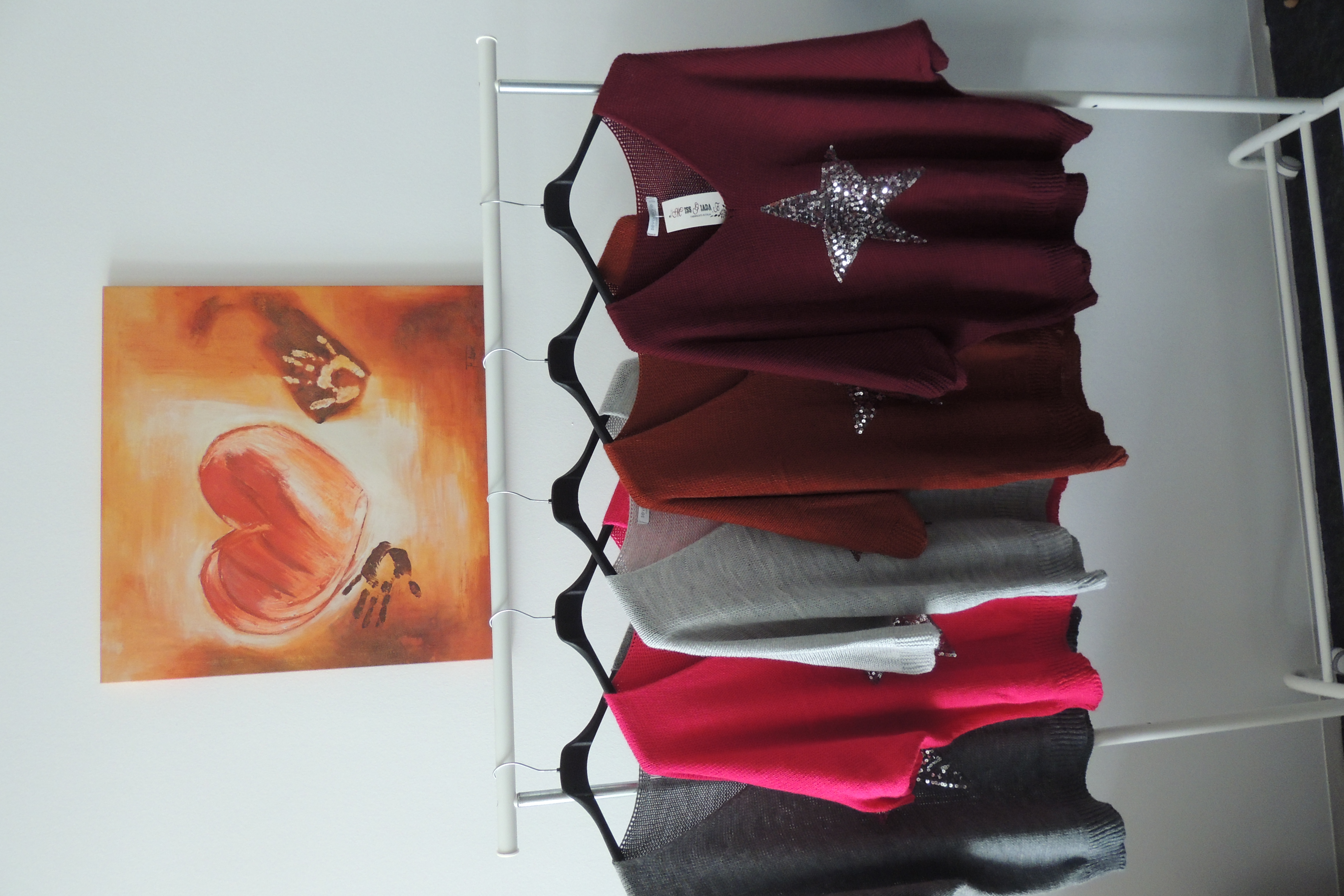 Shirt Tunika Hängerchen Pullover Stern Strick Häkel Made in Italy 42,44,46
